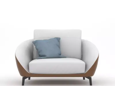  White Leather Sofa 1 Seater Free 3D model