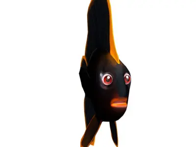 Red Aced Bat Animated Fish  Low-poly 3D model