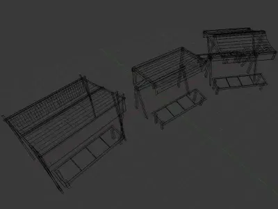 Medieval Stall Game Ready Low-poly 3D model