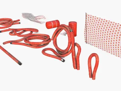 Plastic Ducts and Construction Elements Low-poly 3D model