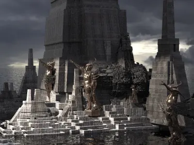 Aztec Ritual Mazes Hidden Temple dungeon Kit bash 3D model