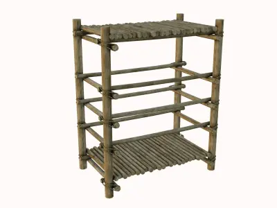 Crude Wooden Shelf Low-poly 3D model
