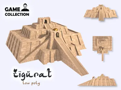 Zigurat ancient pyramid Low-poly 3D model
