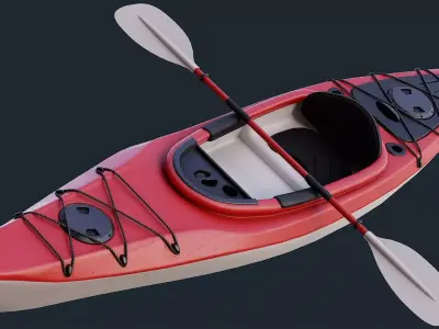 Low Poly PBR Kayak Low-poly 3D model