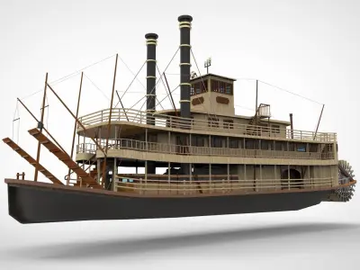 Paddle steamers 19th century 3D model