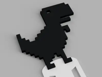 Pixelated Dinosaur Game Google Logo Bookmark Free 3D print model