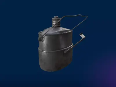 Metal Canteen and Cooking Set Low-poly 3D model