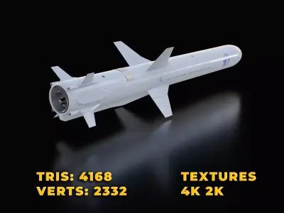 Ukrainian subsonic cruise missile R 360 Neptune Low-poly 3D model