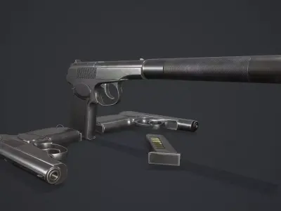 Pistol Makarov Low-poly 3D model purchase