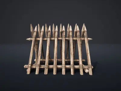 PALISADE BARRIER BARRICADE FENCE WALL VILLAGE FORT COLLECTION Low-poly 3D model