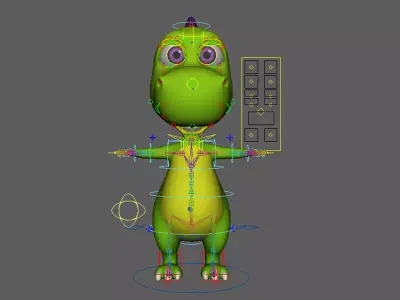 Asset - Cartoons - Animal - Dinosuar - Rig  3D model