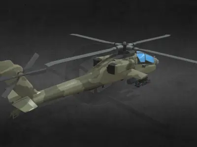 AH-64-Apache military helicopter Low-poly 3D model