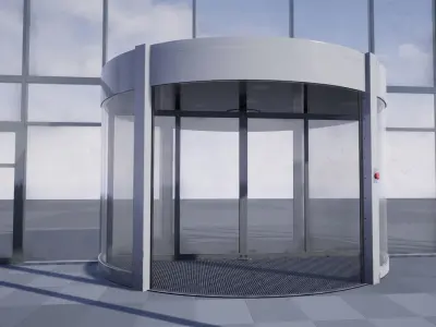 Revolving door set Low-poly 3D model