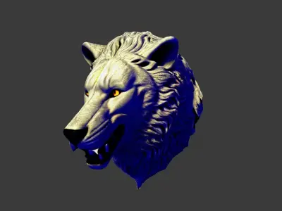 Wolf Animal Head Low-poly 3D model
