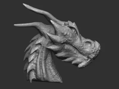 Fantasy Dragon Head high and lowpoly and 3d-print Free low-poly 3D model