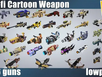 weapon pack vol01 Scifi cartoon weapon  Low-poly 3D model