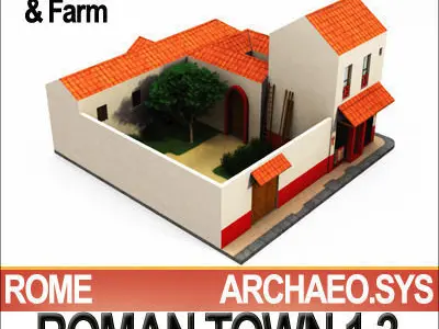 Roman Town Wine Shop And Farm 1 3 Low Poly 3D model