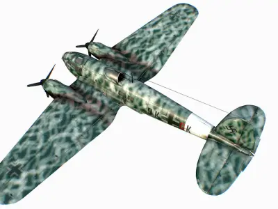 German medium bomber Heinkel He 111 series Low-poly 3D model