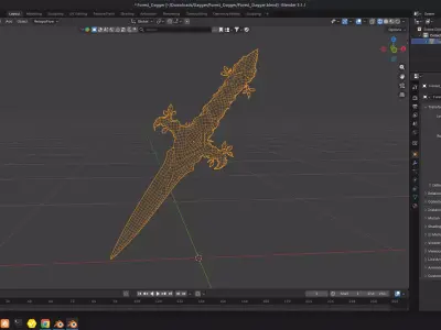 Forest Crystal Dagger - Fantasy Game Ready Weapon Low-poly 3D model