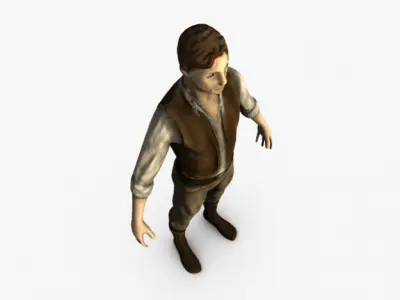 Low poly mercenary man in outfit 3D model