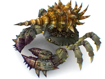Gray Giant Crab Shell Crayfish Arthropods Sea Animal Low-poly 3D model