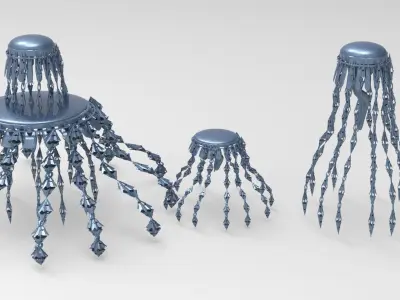 Jelly Fish Sci fi towers  Low-poly 3D model