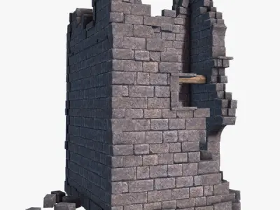 Ruined Tower 2 Low-poly 3D model