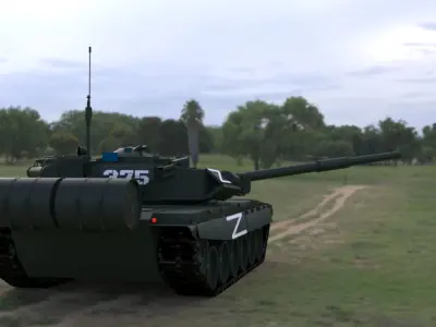 High-Quality T90A Main Battle Tank with Iconic Z Marking Low-poly 3D model