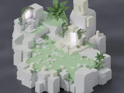 Ancient Portals - Ancient environment PART2 Low-poly 3D model