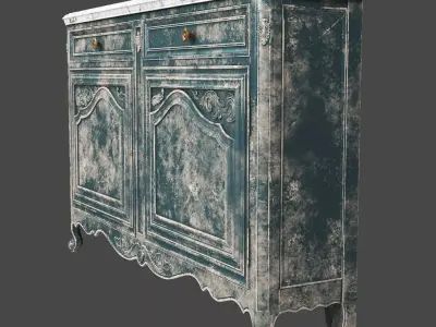 Old painted table Free 3D model
