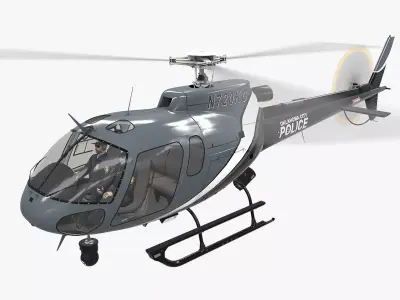 AS-350 Oklahoma City Police Animated Low-poly 3D model