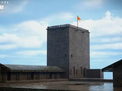 shivneri fort Low-poly 3D model