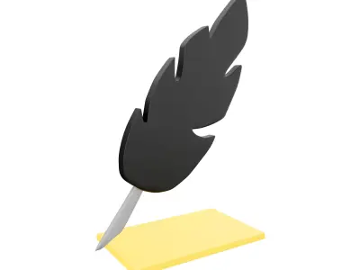 3d  of bird quill icon on white background 3D model