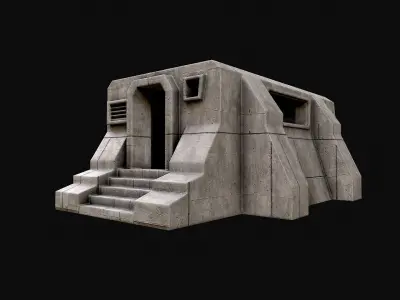 Military Concrete Bunker Base 5 Low-poly 3D model