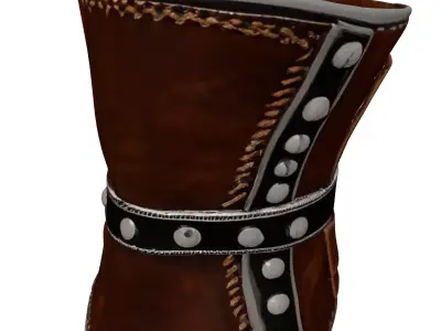 Worn Leather Gauntlet Steel Plates 3D model