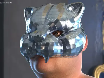 Mirror Panther Costume Mask Silver 3D model