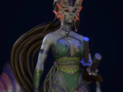 Mermaid 3D Model low poly Low-poly 3D model