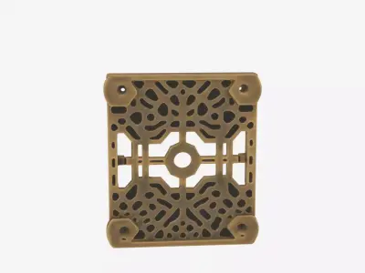 3D Ornate Brass Bank Vault Vent Grille Geometric Airflow 3D model