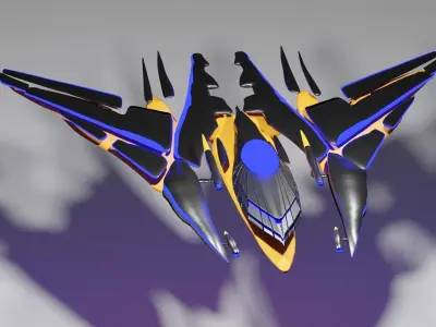 Spaceship spacecraft high quality pbr Low-poly 3D model Low-poly 3D model