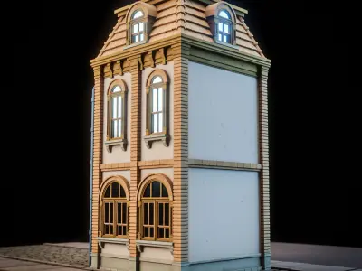 LOWPOLY CITY BUILDING STYLIZE 4 Low-poly 3D model