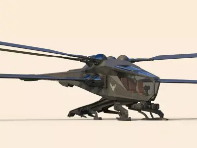 Ornithopter futuristic helicopter with two propellers 3D model
