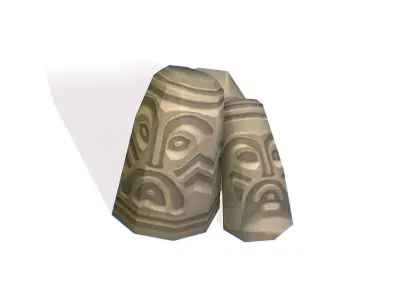 Handpaint Cartoon Stone Memorial Totem Symbol Low-poly 3D model