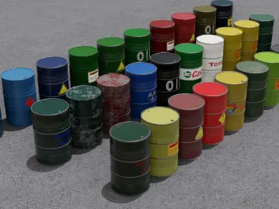 30 Barrel 3D models Low-poly 3D model