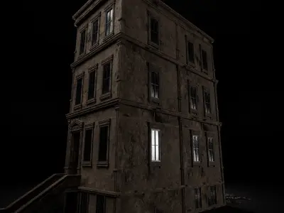 DESTROYED OLD BUILDING POST APOCALYPSE 002 Low-poly 3D model