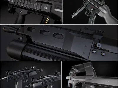 Modern AAA Mega all in one 30 weapons pack Game-Ready PBR Low-poly 3D model