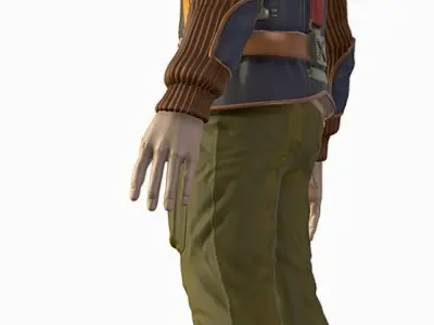 High Poly Male Technician Sweater Leather Jacket Low-poly 3D model