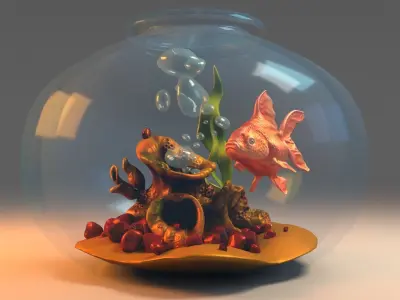 Goldfish Aquarium Low-poly 3D model