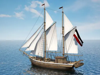 Galeas sailing ship 3D model
