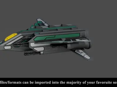 Sci-Fi  Fighter Ship -  Low Poly - Game ready - PBR Low-poly 3D model