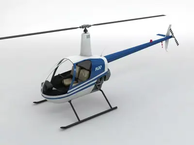 Robinson R22 Helicopter Low-poly 3D model